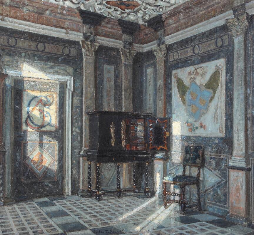 View Of The Marble Hall At Rosenborg Palace (hst), By Ch.f. Beck, 1916 