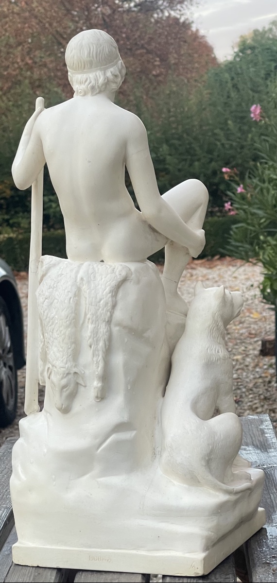"the Shepherd," After Thorvaldsen, Large Figurine,  Maker H. G. Brix, Denmark, Circa 1900-photo-3