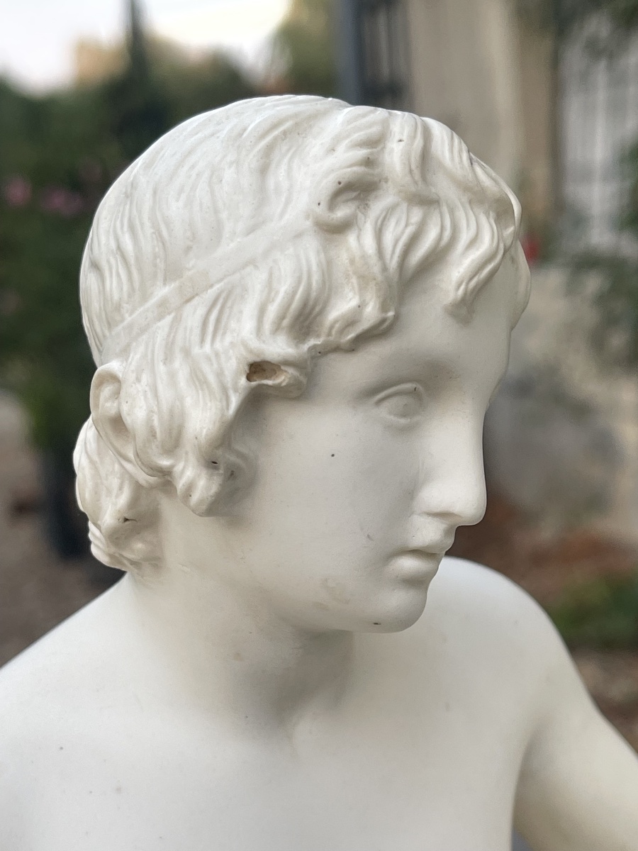 "the Shepherd," After Thorvaldsen, Large Figurine,  Maker H. G. Brix, Denmark, Circa 1900-photo-4