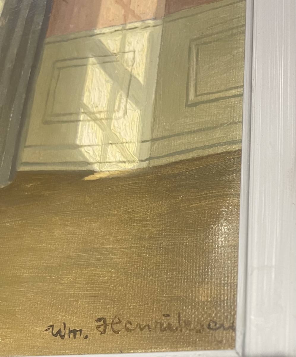 Couple de Vues d’Intérieur Danois, huile sur toile ,sign. Wm. Henriksen, circa 1915 -photo-2