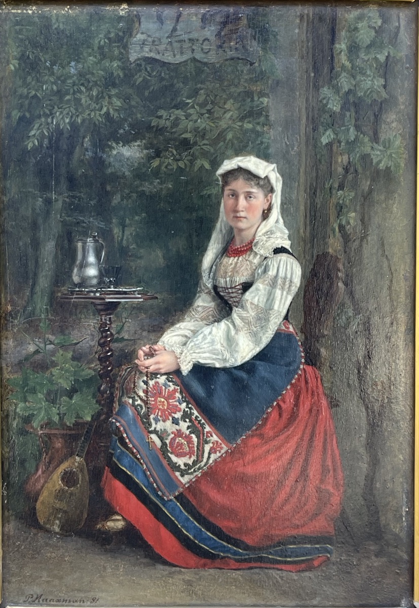 Une italienne 1881, huile sur bois, signée Pieter Haaxman