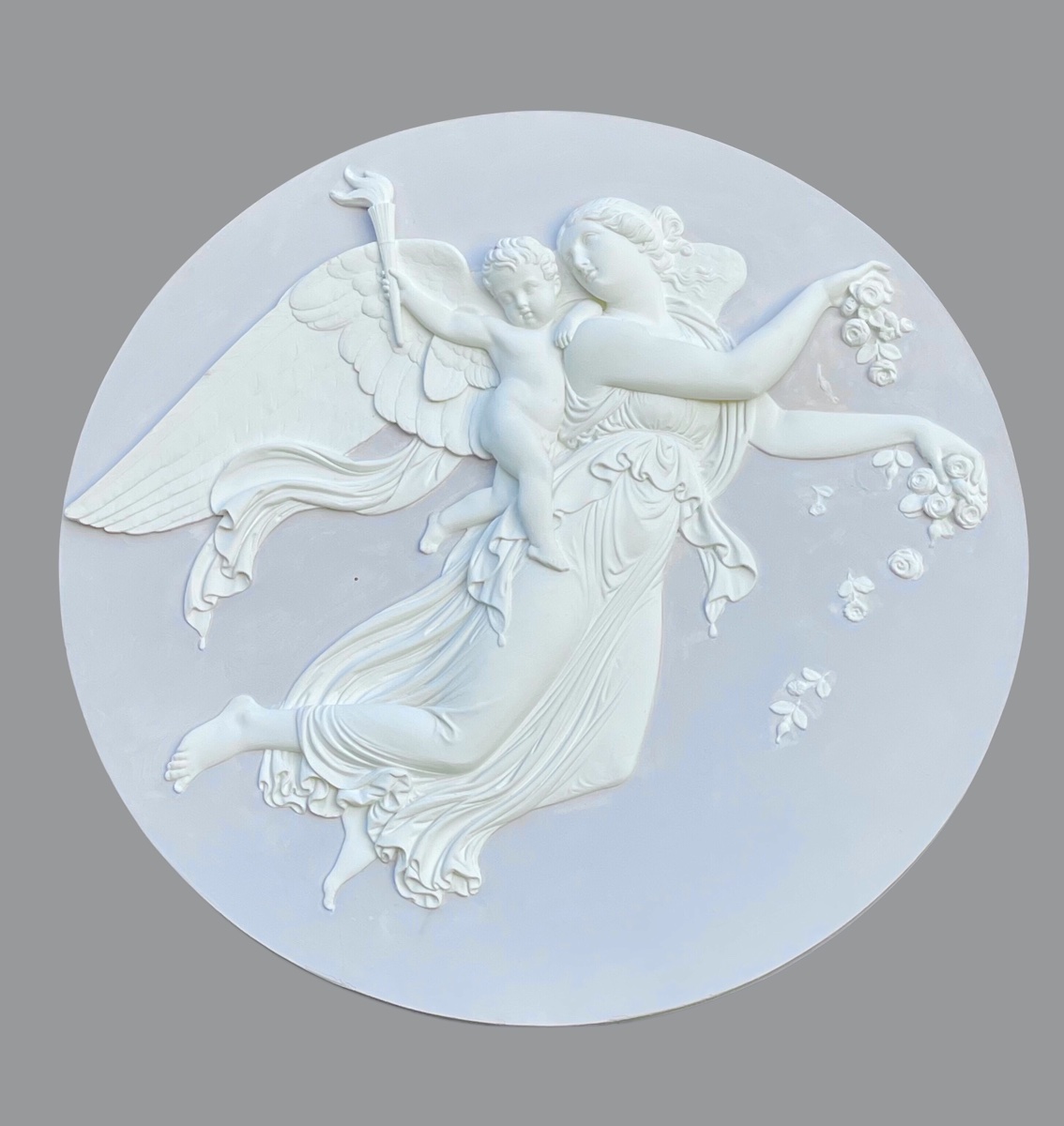 Le Jour et la Nuit, Paire de médaillons  monumentaux en plâtre, d’après B. Thorvaldsen -photo-3