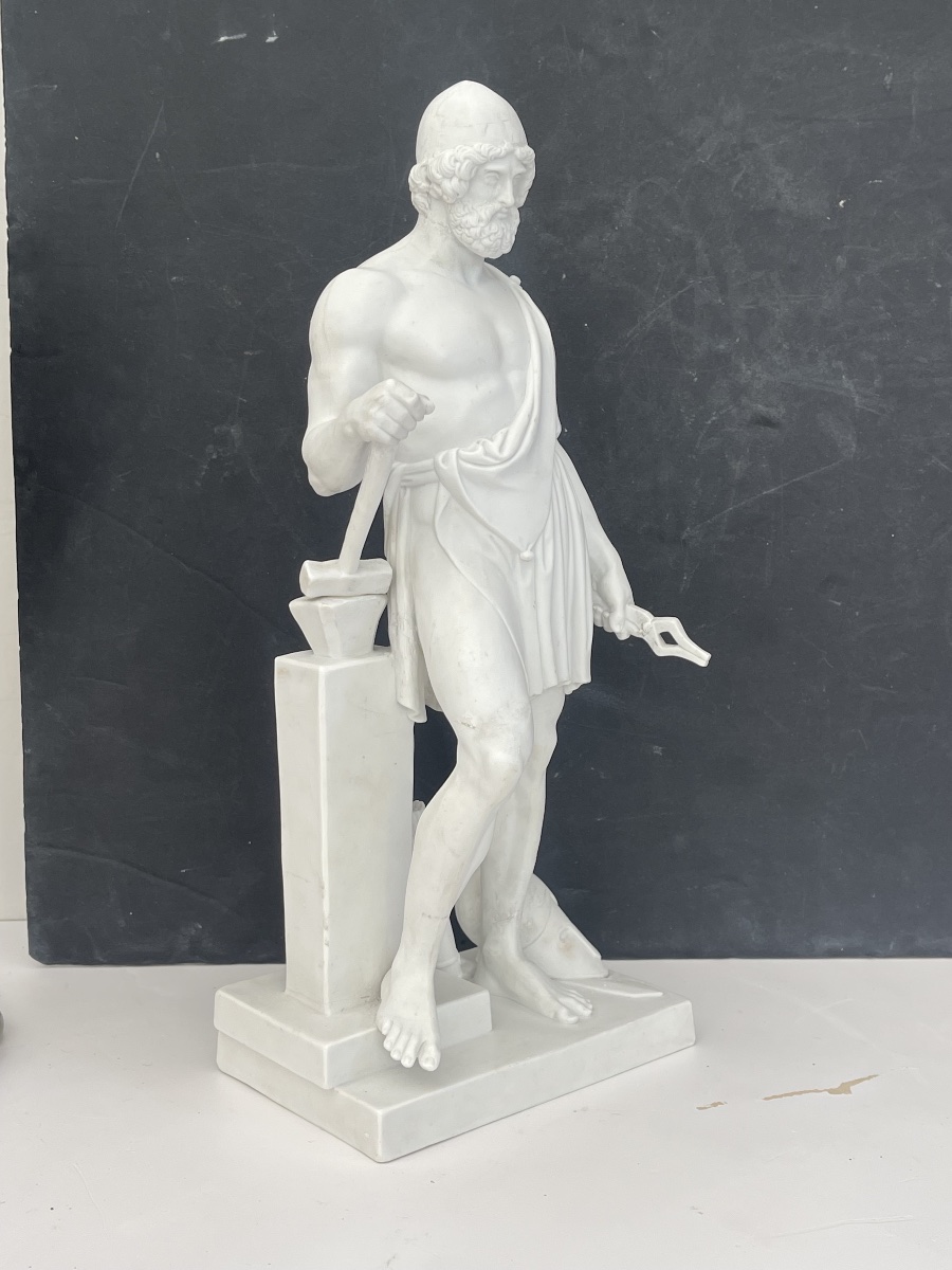 Vulcan Or Hephaestus, God Of Fire, Biscuit Figurine, After Thorvaldsen, Bing & Grondhall-photo-2
