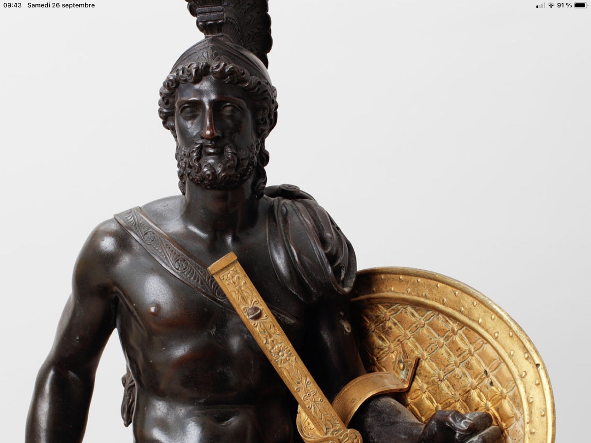 Leonidas At The Battle Of Thermopylae, After J. L. David, A Philhellenic Clock , Circa 1825 -photo-4