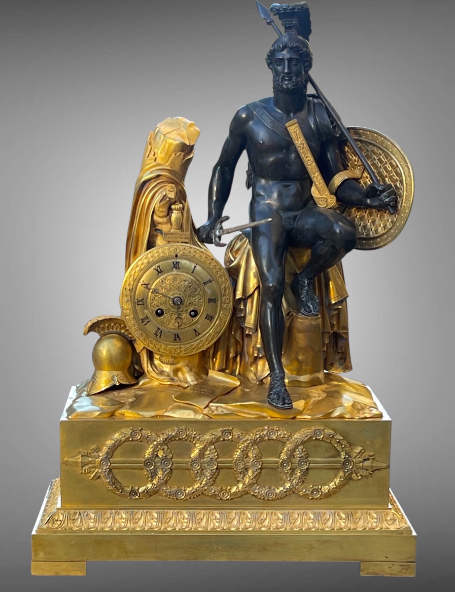 Leonidas At The Battle Of Thermopylae, After J. L. David, A Philhellenic Clock , Circa 1825 