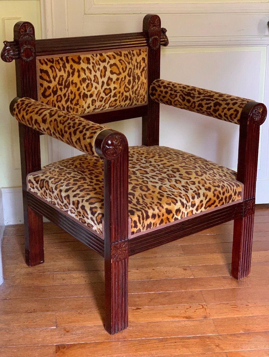 Pair Of Leopard Armchairs, 20th Century. (another  Pair In White Available ) -photo-2