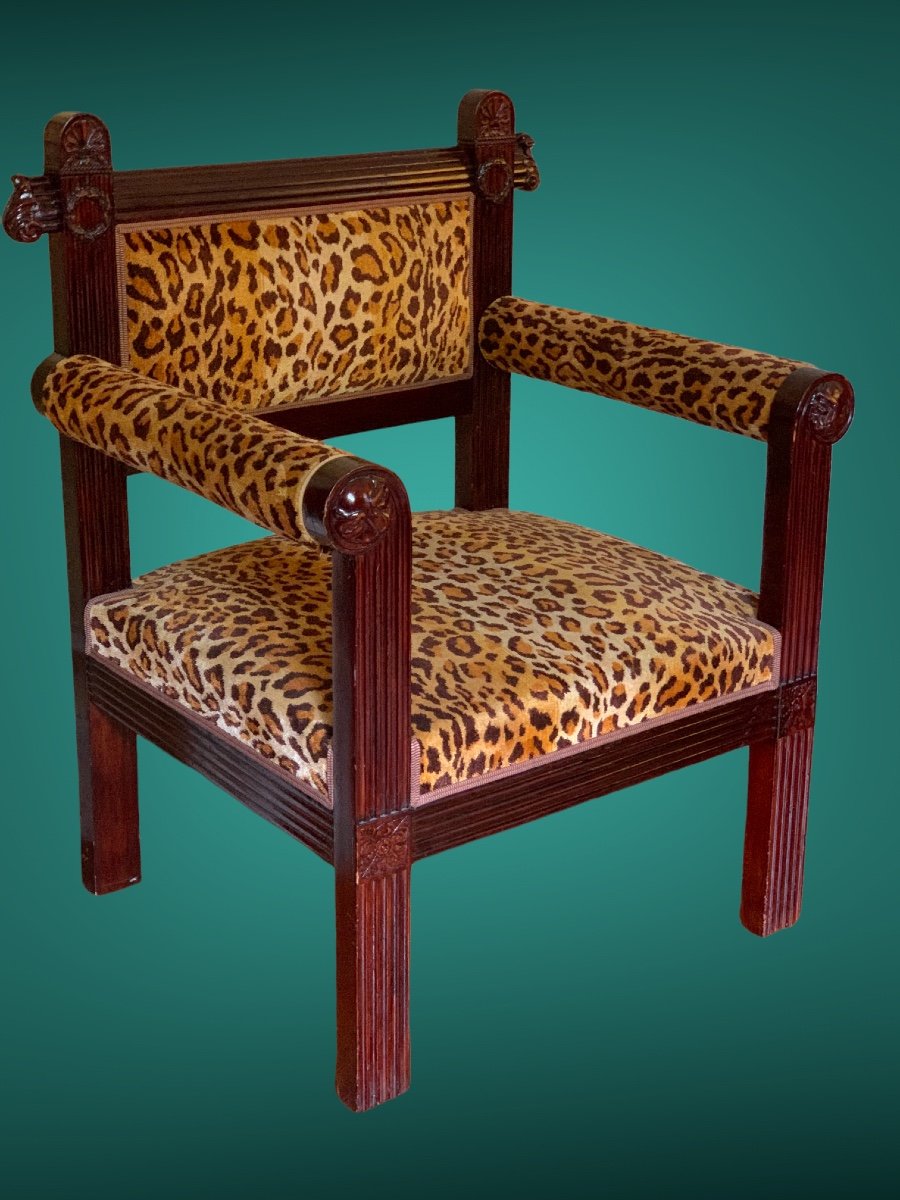 Pair Of Leopard Armchairs, 20th Century. (another  Pair In White Available ) 