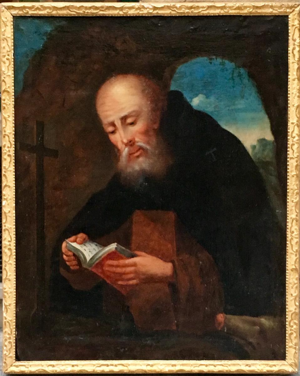 Tableau "Saint  Antoine et son Cochon" Hst 18ème  Siecle