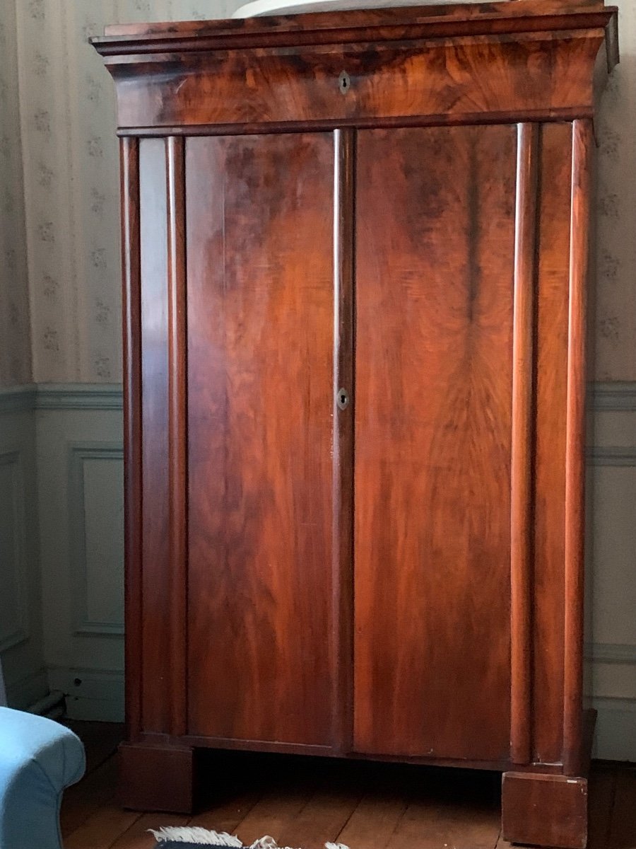 Pair Of Early Bidermeier  Cabinets  Light Walnut Veneer , Circa 1820 -photo-4