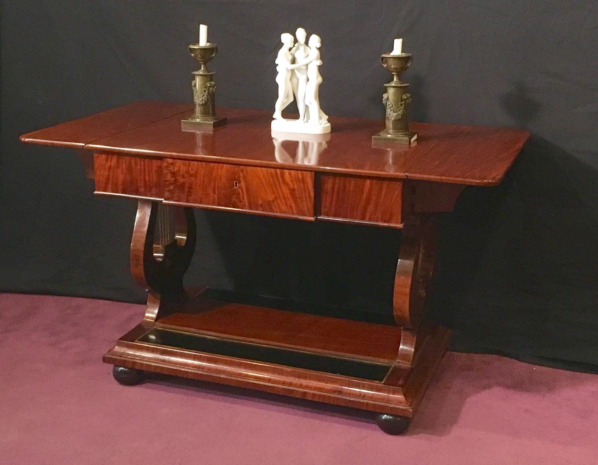 Writing Table On Lyras,  Mahogany, Denmark Circa 1860-photo-2