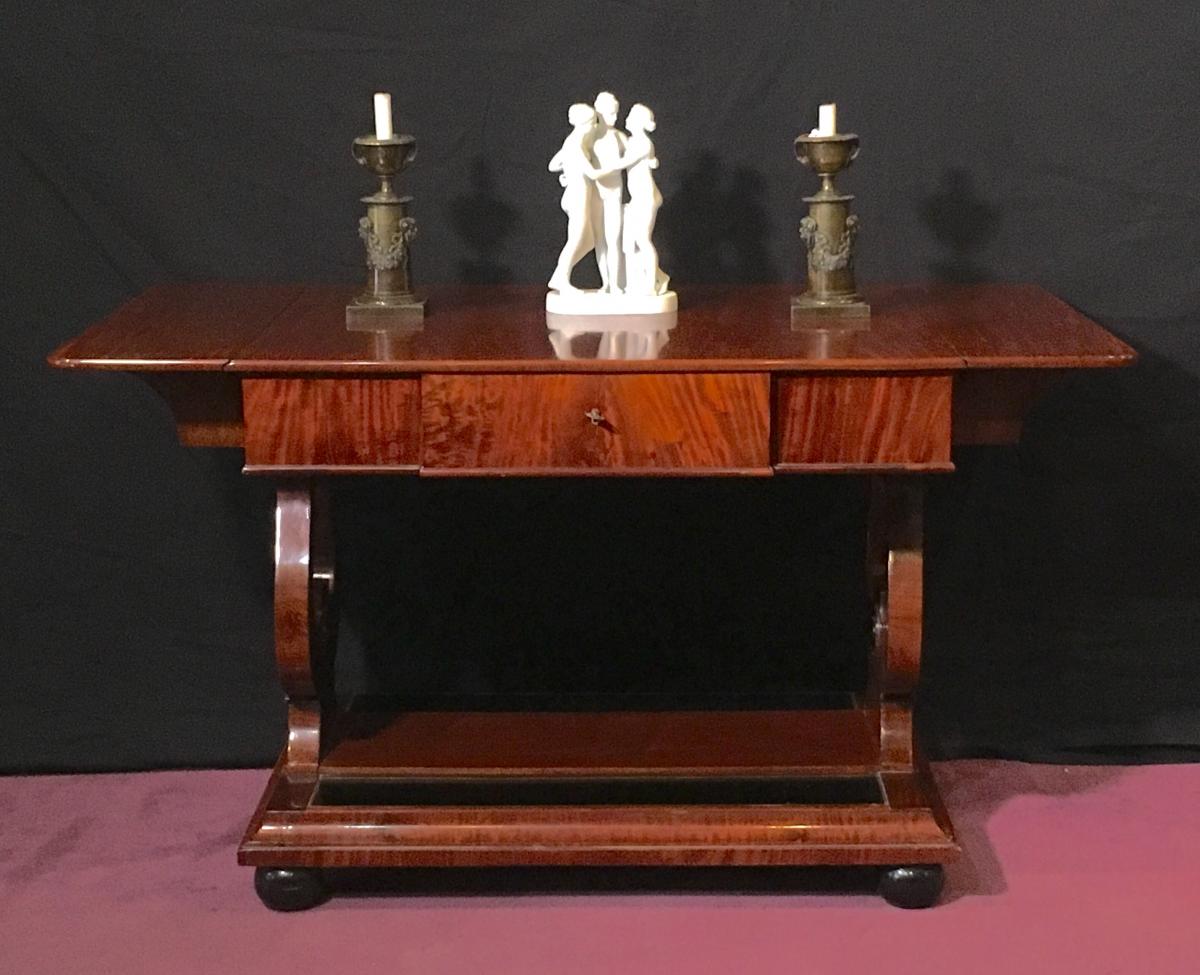 Writing Table On Lyras,  Mahogany, Denmark Circa 1860-photo-3