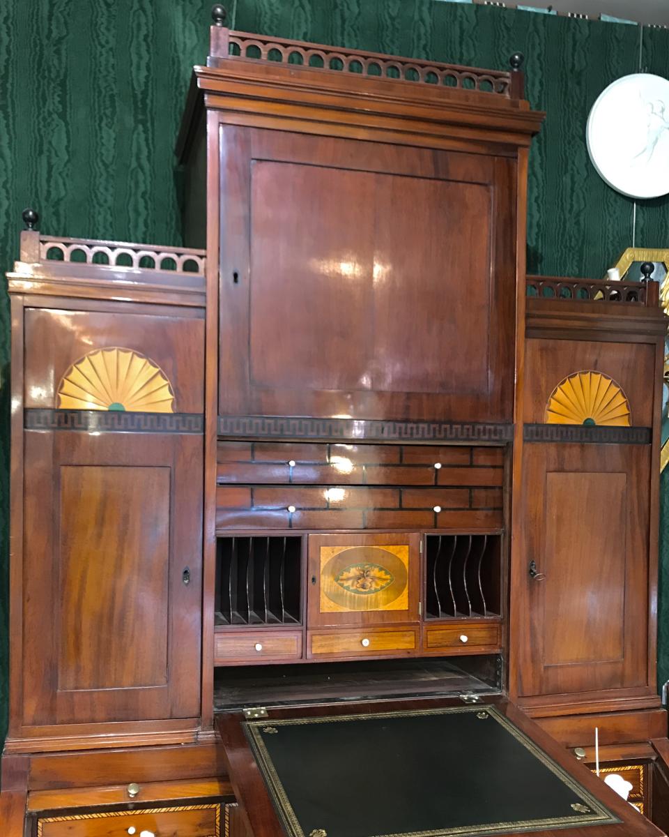 Large Architectural Secretary, Denmark Late 18th Cent.   Mahogany And Birch-photo-2