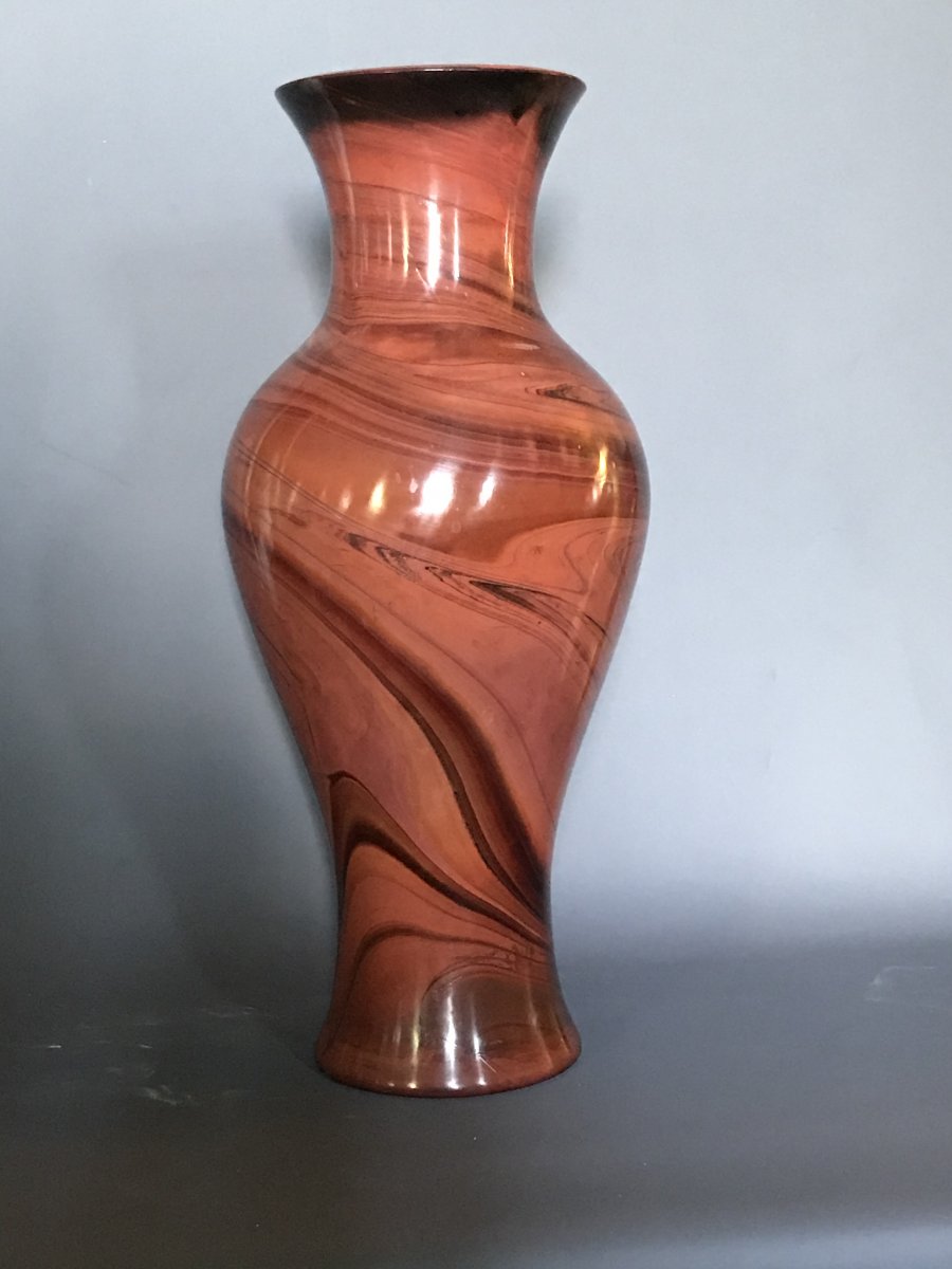 Art Deco Lythialine Red Vase, Bohemian XXth Century
