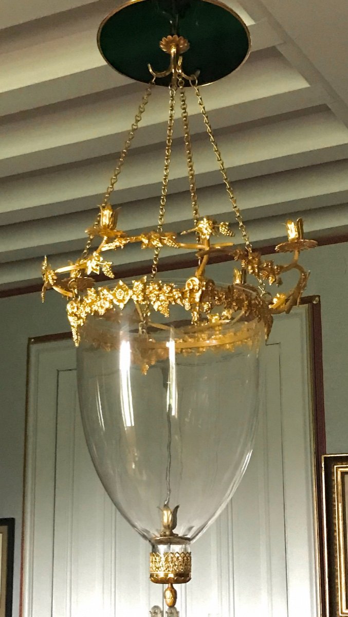 Lanterne Russe de style Neo-classique aux Pampres-  Bronze Doré et Cristal-photo-4