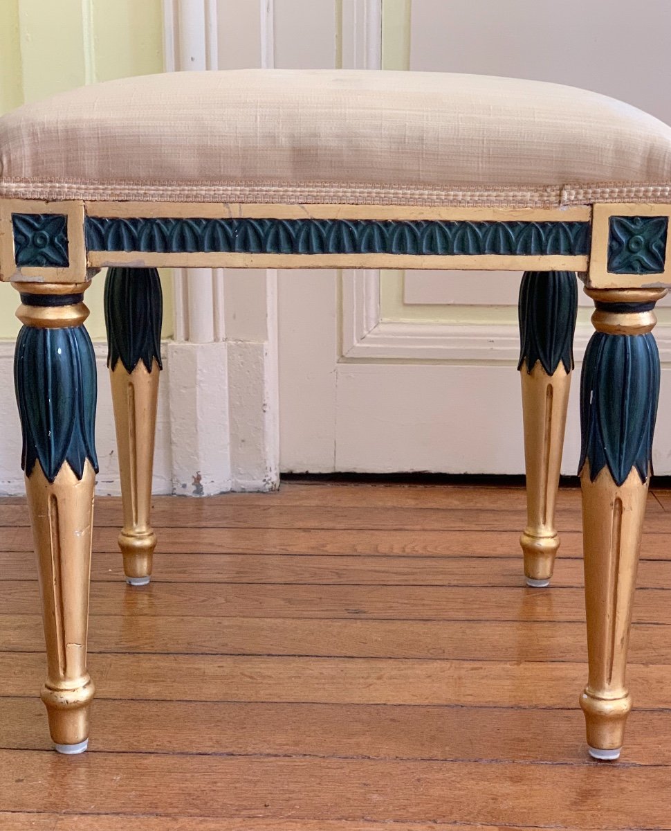 Gustavian Style Stool, Gilt And Patina, Early 20th Century-photo-1
