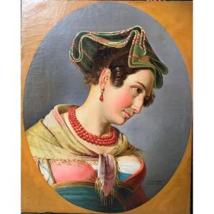 An Enigmatic  Roman Portait , Signed D. Martens, Roma1829 