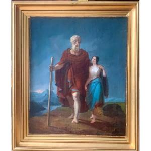 Oedipe et Antigone, Hst, Esquisse probable d’un Chef-d’œuvre de P. G. Wickenberg , ec Suédoise 