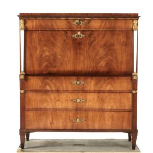 Secrétaire Directoire acajou et marbre, Suède , vers 1800, signé Carl Hendric  Blom 
