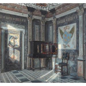 View Of The Marble Hall At Rosenborg Palace (hst), By Ch.f. Beck, 1916