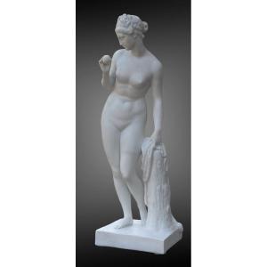 Ève à la Pomme d’après Thorvaldsen , figurine biscuit Bing &Grondhal, 1866