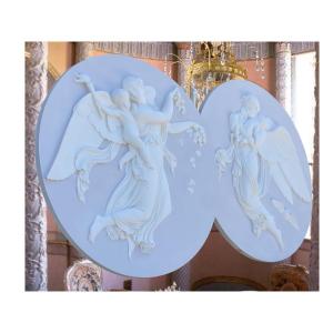 Day And Night, A Pair Of Monumental Plaster Medallions After B. Thorvaldsen