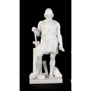 Vulcain ou Héphaïstos, Dieu du Feu , figurine biscuit, d’après Thorvaldsen, Bing & Grondhall