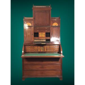 Large Architectural Secretary, Denmark Late 18th Cent.   Mahogany And Birch