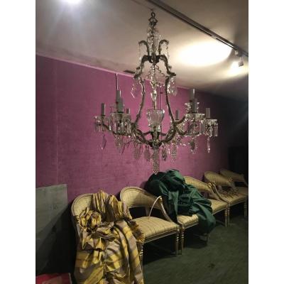 Baroque Style Crystal Chandelier, In Baguès Spirit , 6 Electrified Lights