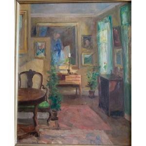 Danish Impressionist Interior, Signed Jacob Meyer 1895-1971