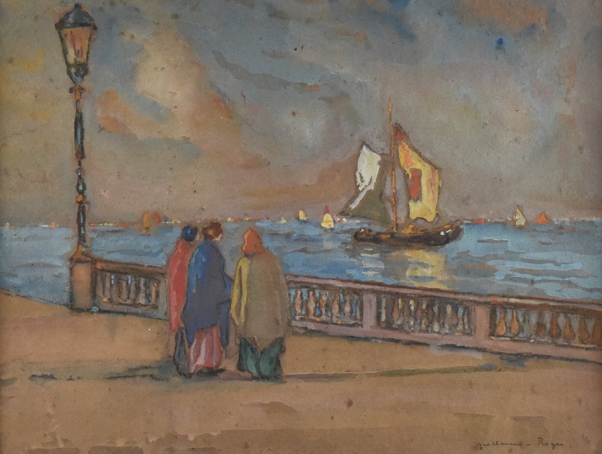 Guillaume-Roger (1867-1943), aquarelle et gouache sur papier, Marine