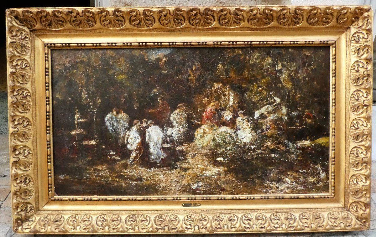 Réunion En Sous Bois Par Adolphe Monticelli 1824-1886