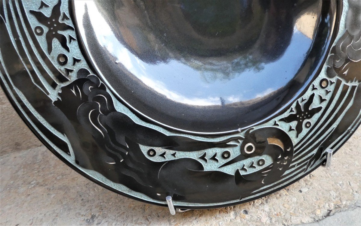 Art-deco Dish By Roger Mequinion 1905-1985-photo-3