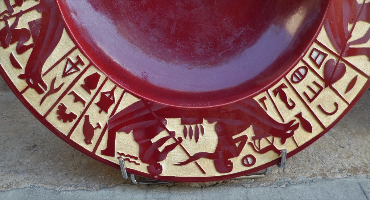 Large Art-deco Dish By Roger Mequinion 1905-1985-photo-3