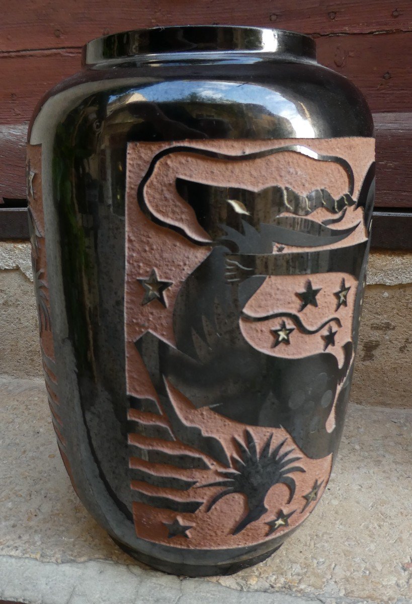 Grand Vase Art-déco  De Roger Mequinion 1905-1985-photo-6