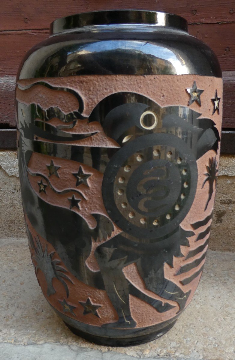 Grand Vase Art-déco  De Roger Mequinion 1905-1985-photo-7