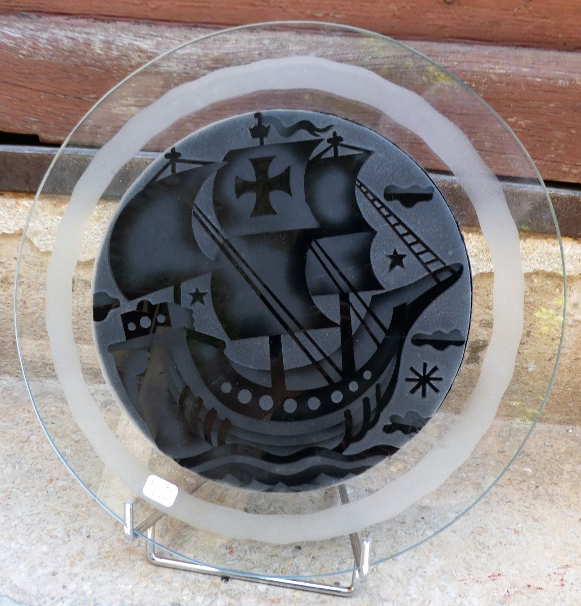  Plat Art-deco En Verre De Roger Mequinion