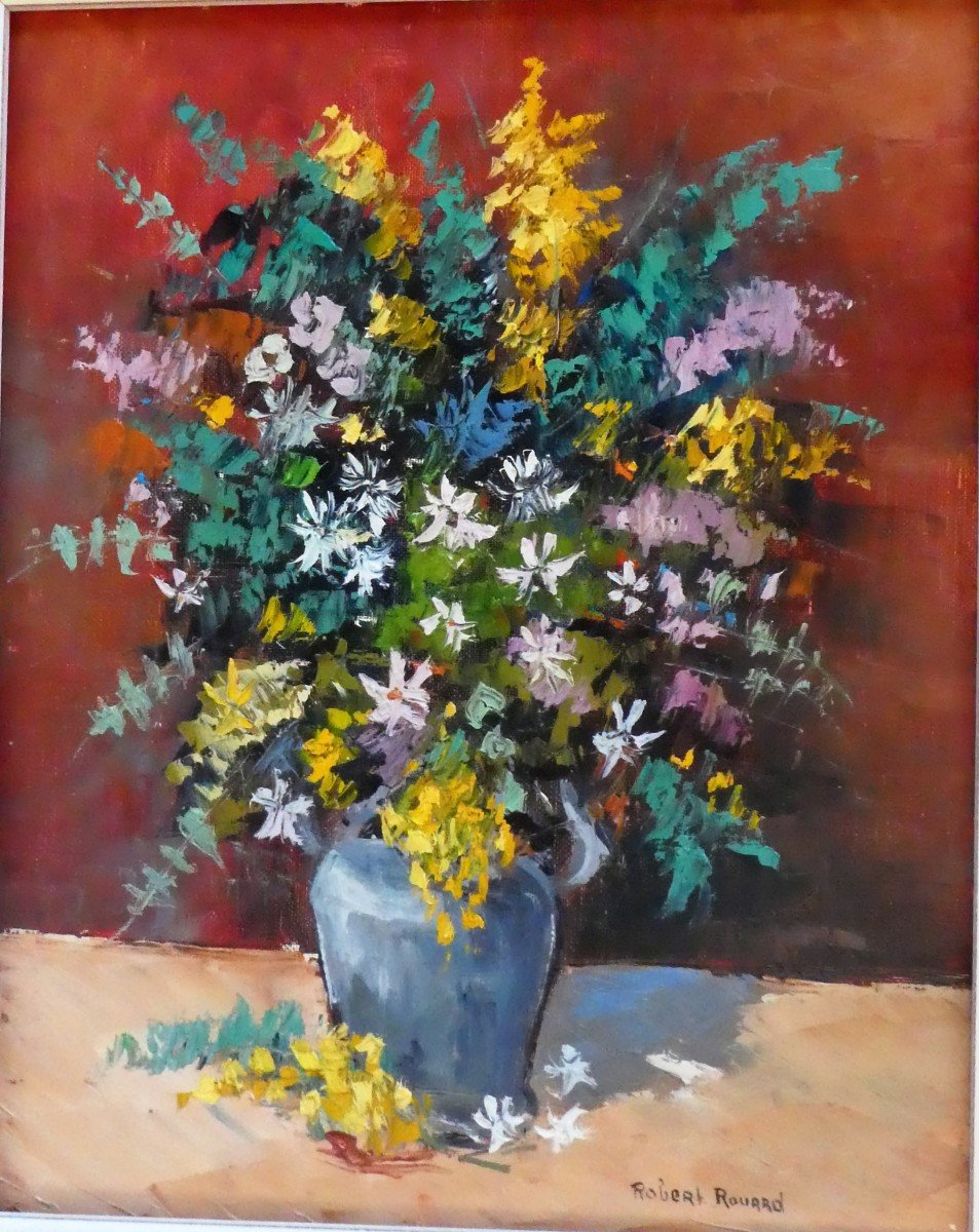 Bouquet Of Flowers By Robert Rouard 1930-2006-photo-2