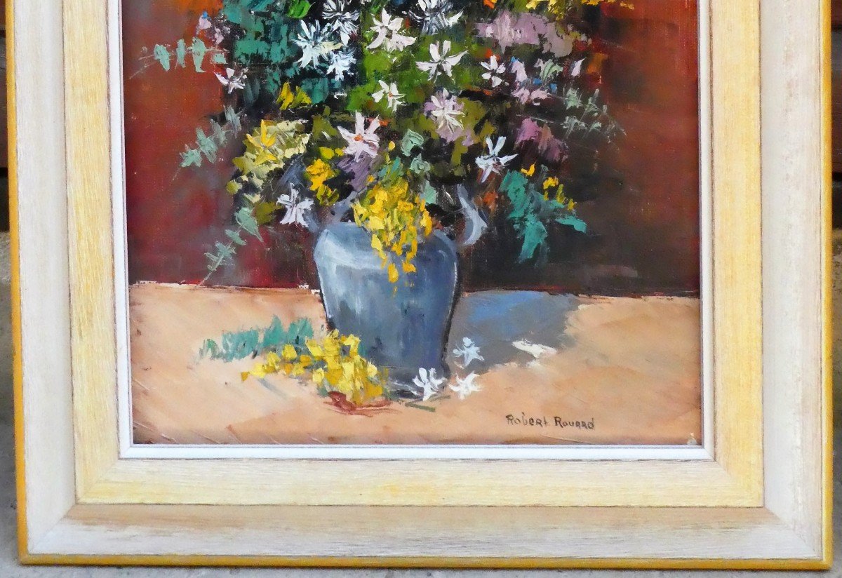 Bouquet Of Flowers By Robert Rouard 1930-2006-photo-4