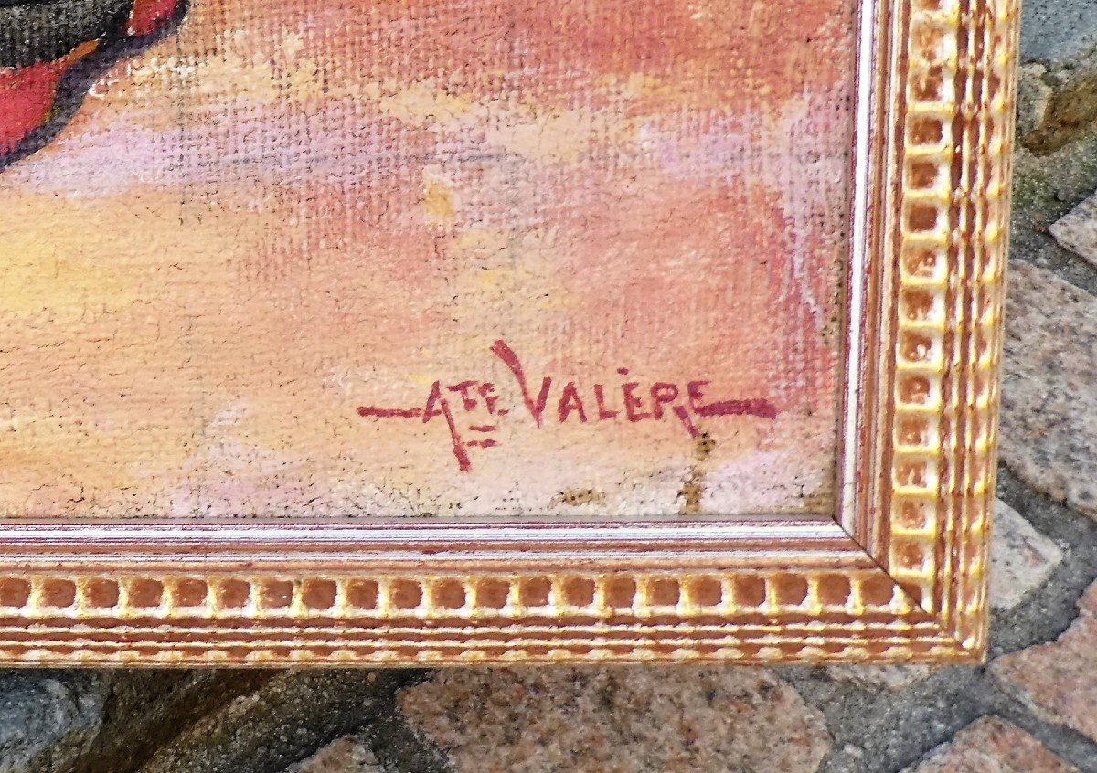 Orientalist Painting Around 1930 By Auguste Valere 1901-1995-photo-2