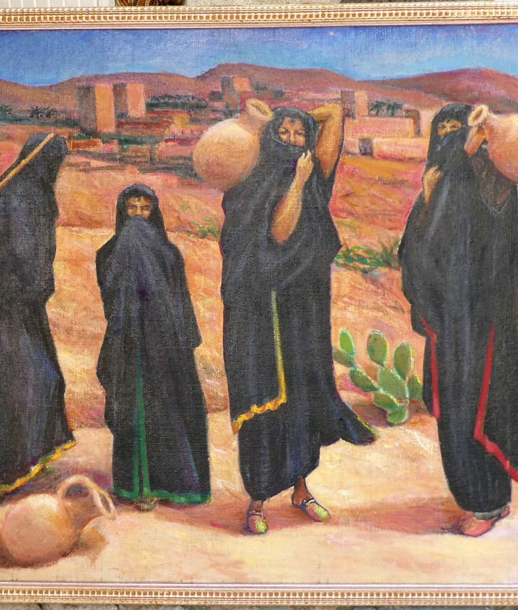 Orientalist Painting Around 1930 By Auguste Valere 1901-1995-photo-4