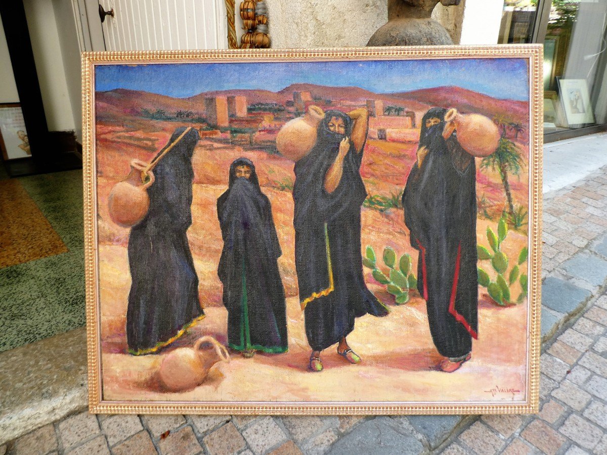 Orientalist Painting Around 1930 By Auguste Valere 1901-1995-photo-7