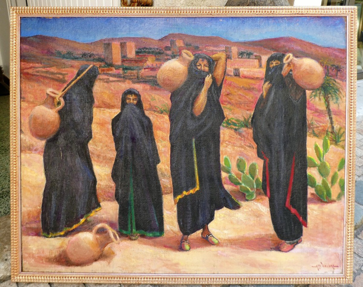 Orientalist Painting Around 1930 By Auguste Valere 1901-1995