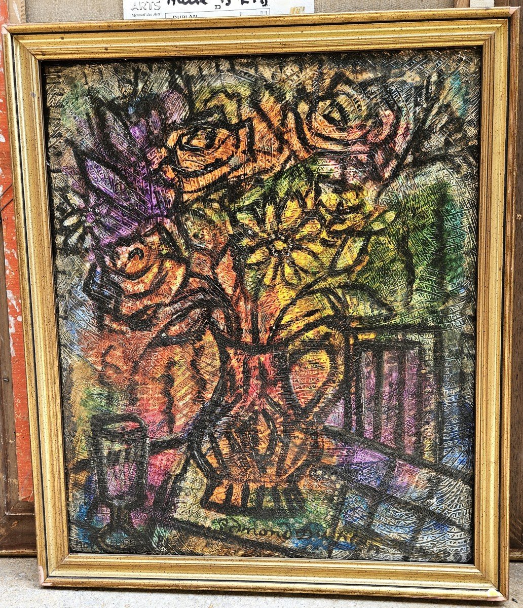 Flowers In A Vase By Edmond Duplan 1910-1994