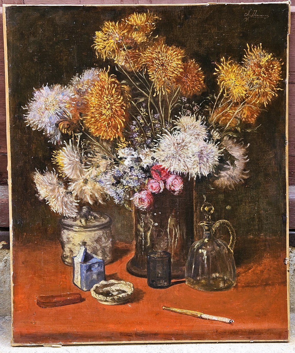 Composition Florale Par Ch. Demarne 1896