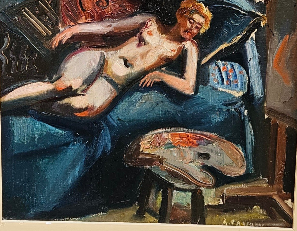 Nude On The Sofa By André Favory 1888-1937-photo-3