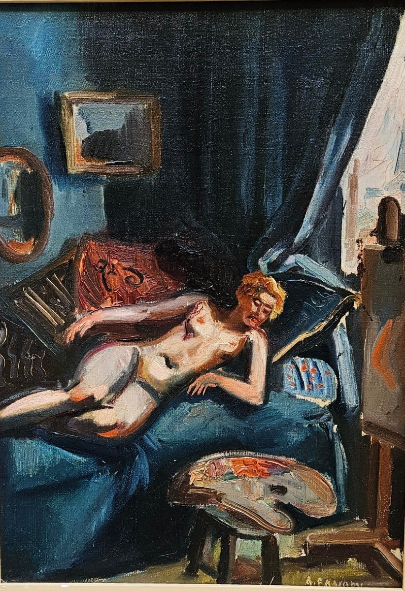 Nude On The Sofa By André Favory 1888-1937