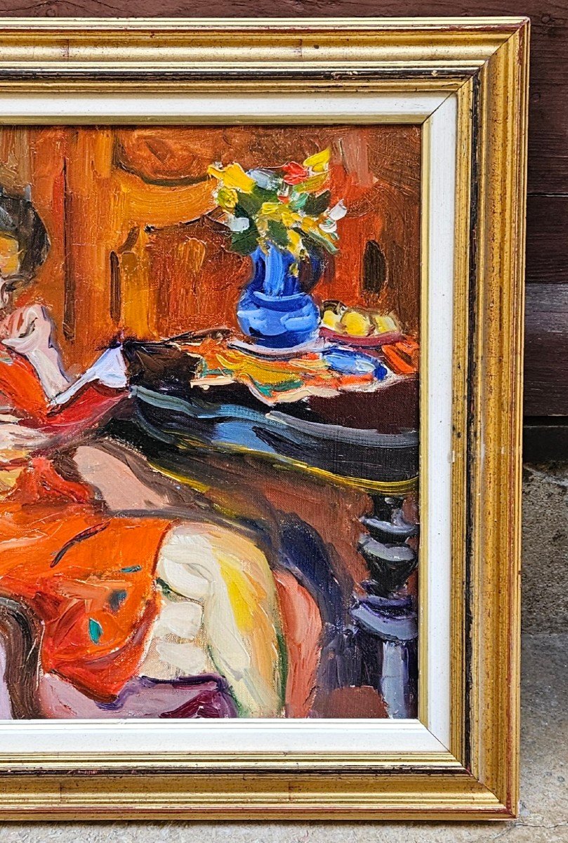 Jeune Femme à La Lecture Par Pierre Cornu 1895-1996-photo-3