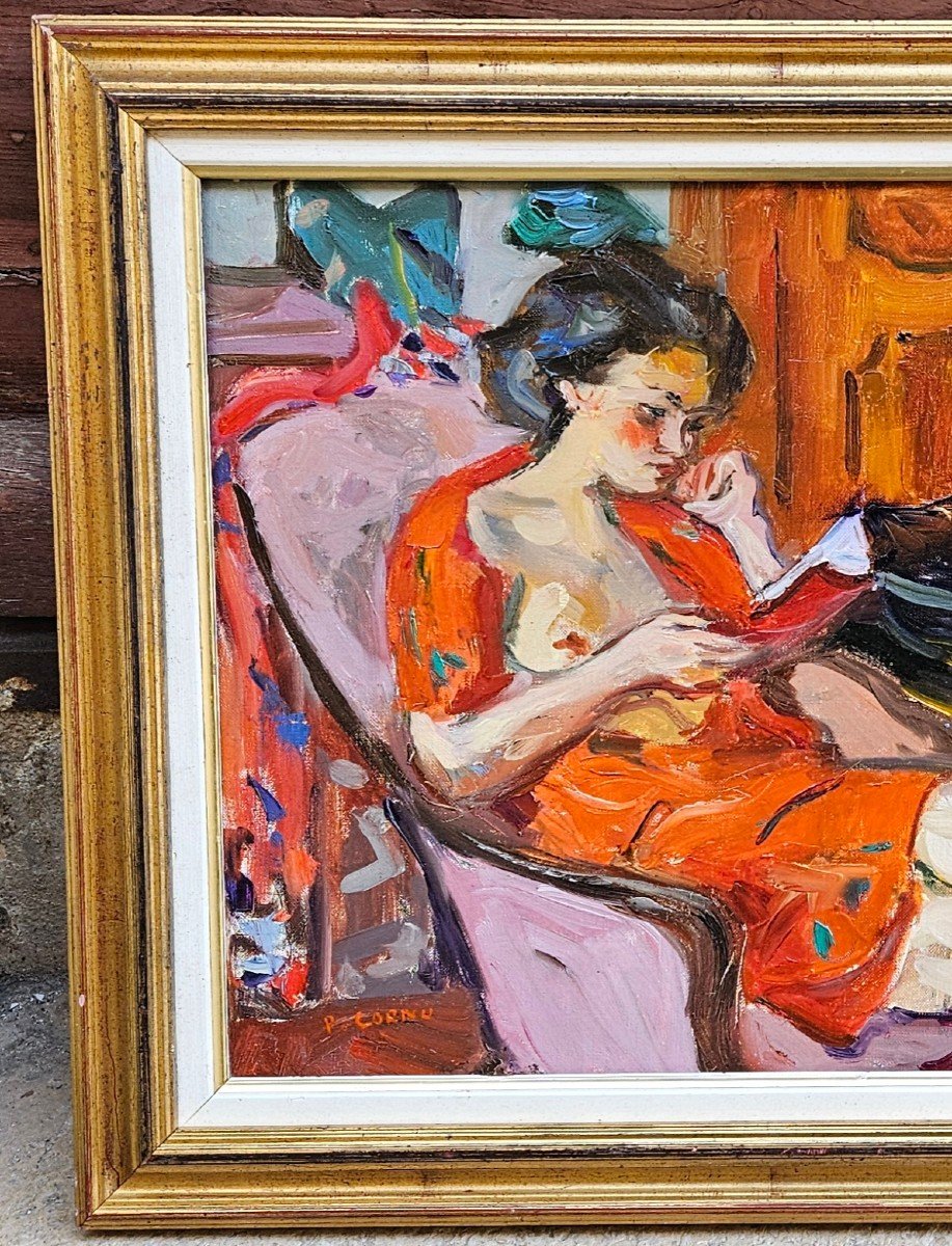 Jeune Femme à La Lecture Par Pierre Cornu 1895-1996-photo-4