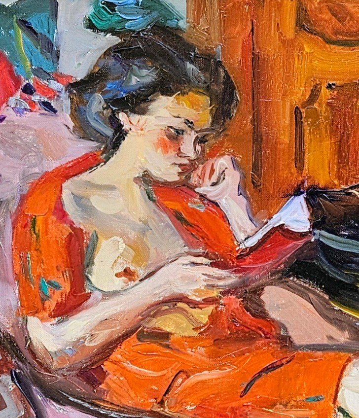 Jeune Femme à La Lecture Par Pierre Cornu 1895-1996-photo-7
