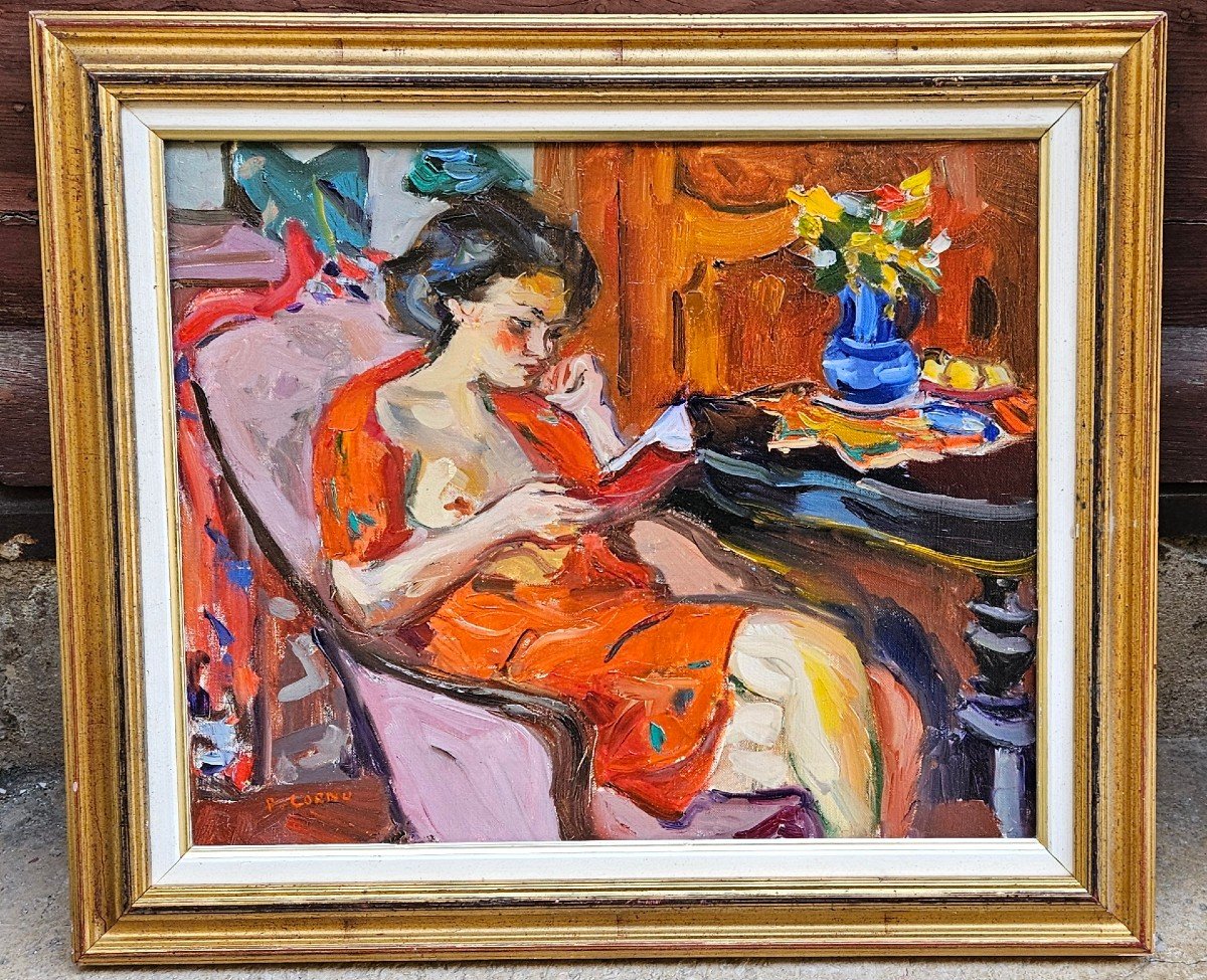 Jeune Femme à La Lecture Par Pierre Cornu 1895-1996